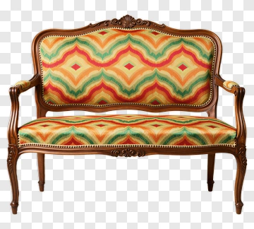 Vintage Sofa With Colorful Pattern PNG