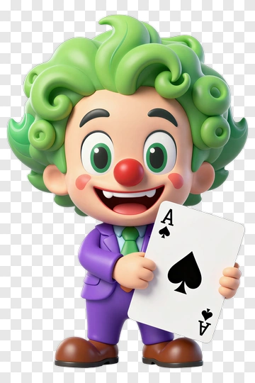 Cartoon Clown Holding An Ace Of Spades Card PNG