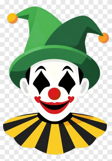Cartoon Clown With Green Hat And Striped Collar PNG
