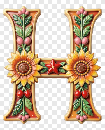 Decorative Floral Letter H PNG