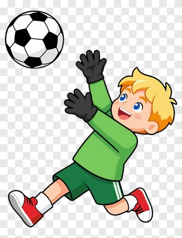 Cartoon Boy Catching A Soccer Ball PNG