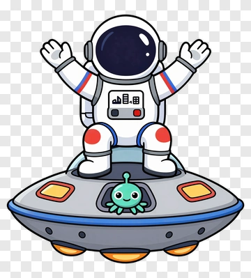 Cartoon Astronaut Sitting In A Flying Saucer PNG