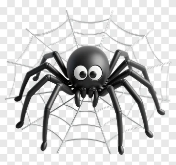 Cartoon Spider On A Web PNG