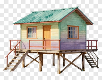 Colorful Wooden House On Stilts PNG