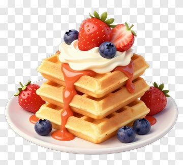 Delicious Waffles Topped With Strawberries And Blueberries PNG
