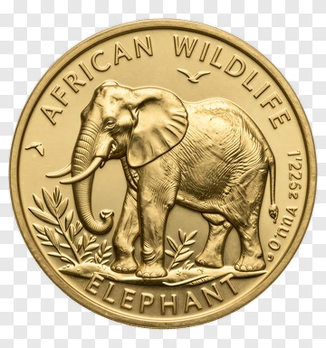 African Wildlife Elephant Coin PNG