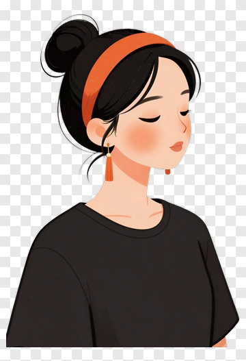 Cartoon Woman With Orange Headband PNG