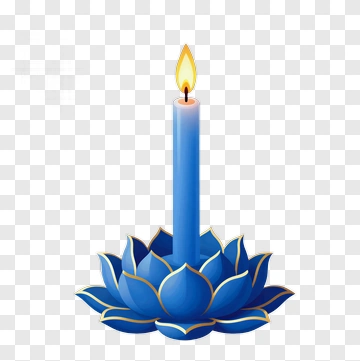 Blue Candle On Lotus Base PNG