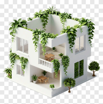 Eco House With Greenery PNG