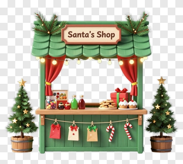 Santa's Shop Christmas Market Stall PNG