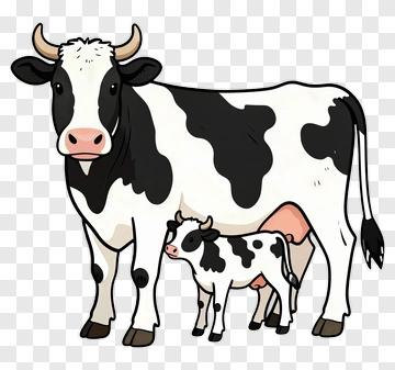 Cartoon Cow And Calf PNG
