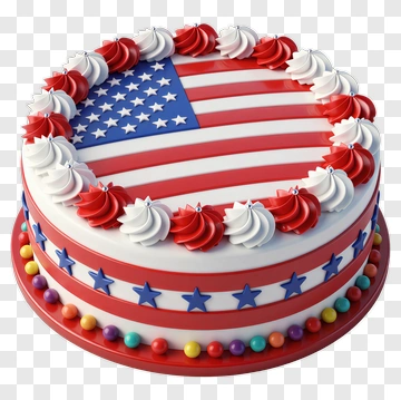 Patriotic Cake With American Flag Design PNG