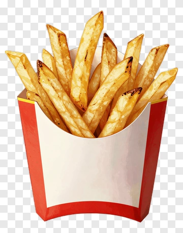 French Fries In Red Fast Food Container PNG