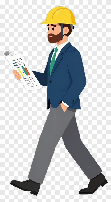 Construction Worker Holding Blueprints PNG
