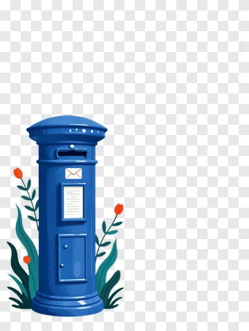 Blue Mailbox Surrounded By Flowers PNG