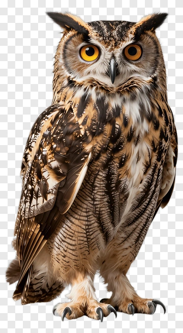 Realistic Owl Standing PNG