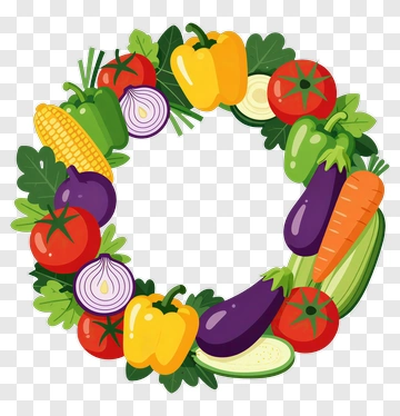 Colorful Vegetable Wreath PNG