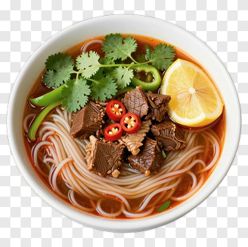 Bowl Of Noodle Soup With Beef And Vegetables PNG
