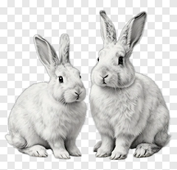 White Rabbits Sitting Together PNG