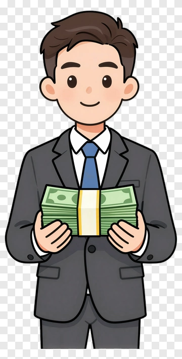 Businessman Holding Cash PNG