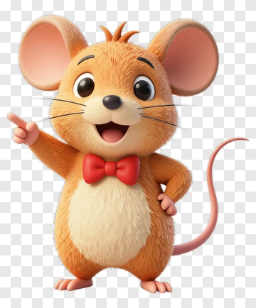 Cartoon Mouse With A Red Bow Tie PNG