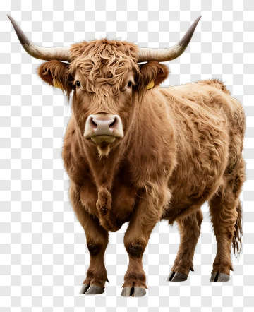 Highland Cow Standing In A Field PNG