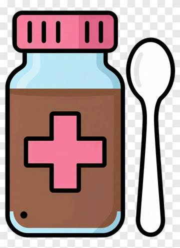 Cartoon Medicine Bottle With Spoon PNG