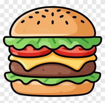 Cartoon Hamburger With Lettuce And Tomato PNG