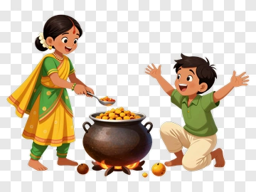 Happy Children Cooking Sweets In A Pot PNG