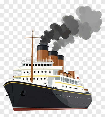Steamship With Smoke Stacks PNG