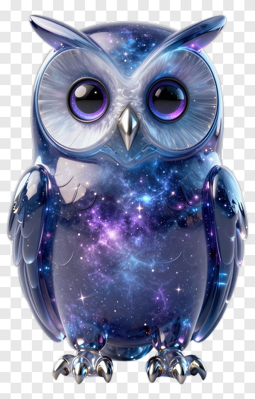 3D Owl With Galaxy Texture PNG