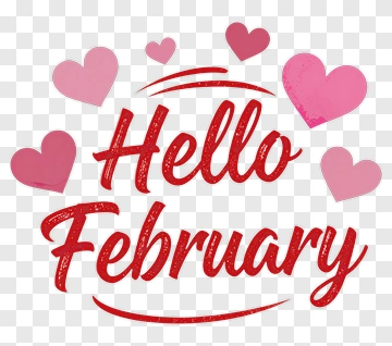 Hello February With Hearts PNG