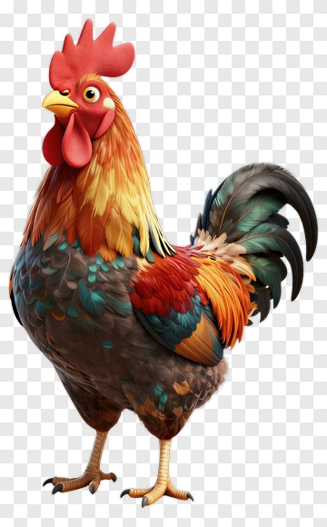 Colorful Cartoon Rooster PNG