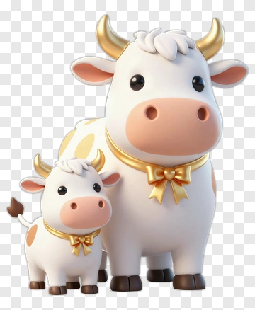 Cartoon Cows With Ribbons PNG