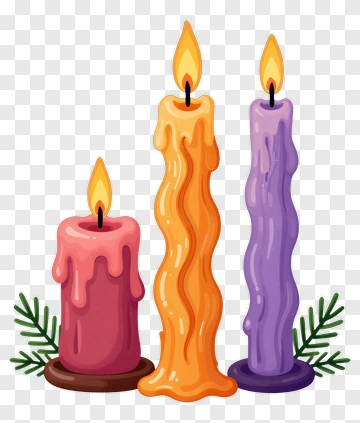 Colorful Candles With Green Accents PNG