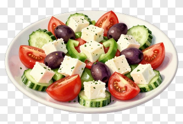 Greek Salad With Tomatoes, Cucumbers, And Feta Cheese PNG