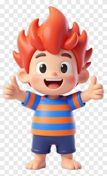 Cartoon Boy With Orange Hair Giving Thumbs Up PNG