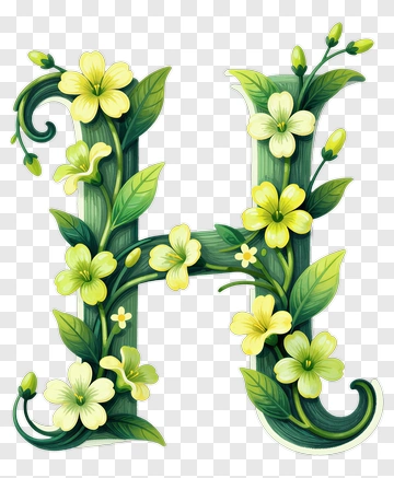 Floral Letter H PNG