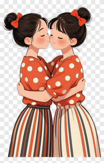 Happy Girls Embracing Each Other PNG