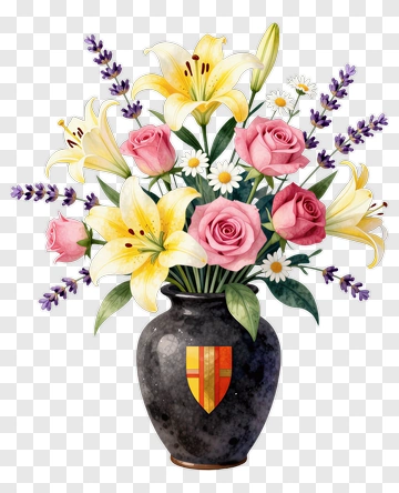 Flower Bouquet In A Decorative Vase PNG