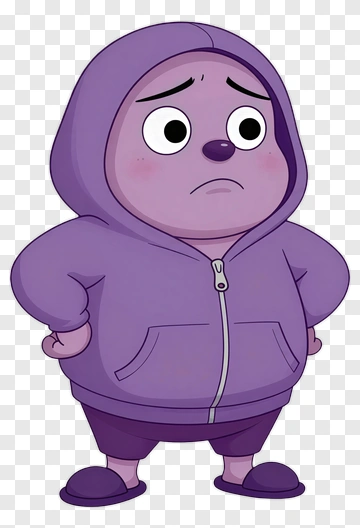 Cartoon Character In Purple Hoodie PNG