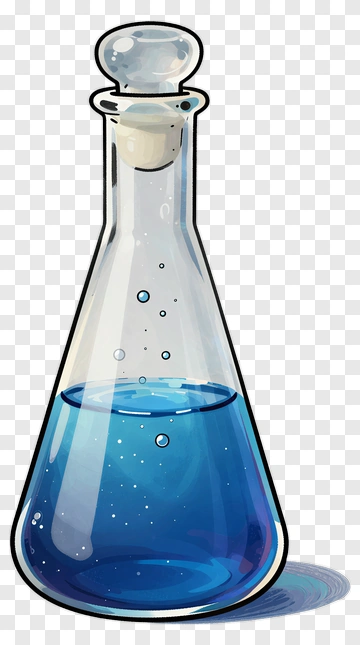 Cartoon Laboratory Flask With Blue Liquid PNG