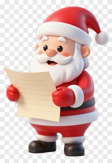 Cartoon Santa Claus Holding A List PNG
