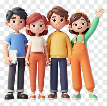 Cartoon Family Group Smiling Together PNG