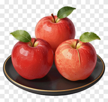 Red Apples On A Black Plate PNG