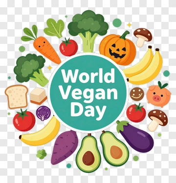 World Vegan Day Celebration With Fruits And Vegetables PNG
