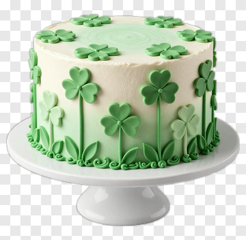 St. Patrick's Day Cake With Green Shamrocks PNG