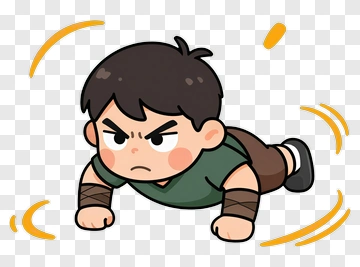 Cartoon Boy Doing Push-Ups PNG