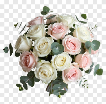 Flower Bouquet Of Pink And White Roses PNG