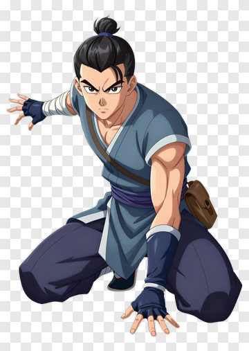 Anime Character In Action Pose PNG